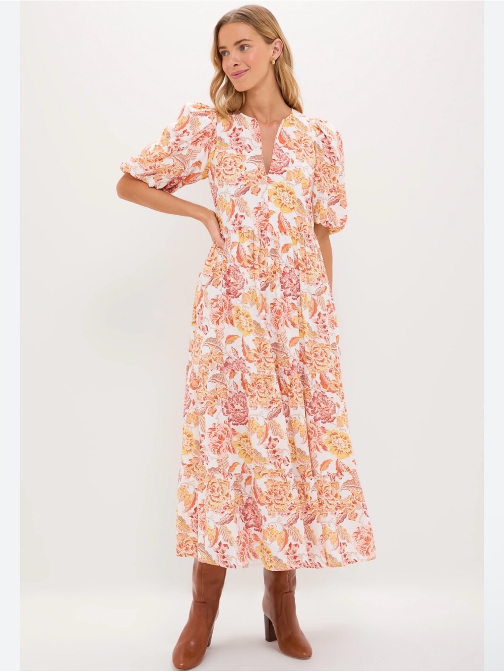 NWT Tuckernuck Hyacinth House Saffron Floral Cisco Midi Dress